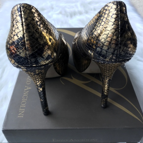 ✨Enzo Angiolini Eatanen heels. Black &Gold. 5 inch - Picture 8 of 8